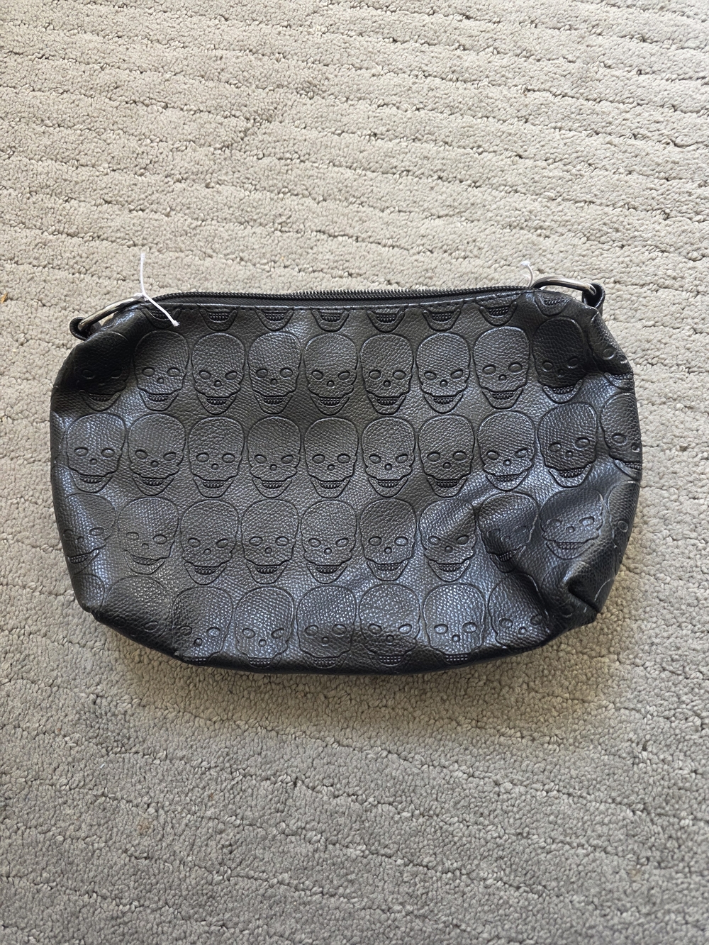 Black Skull Embossed Cosmetic Pouch